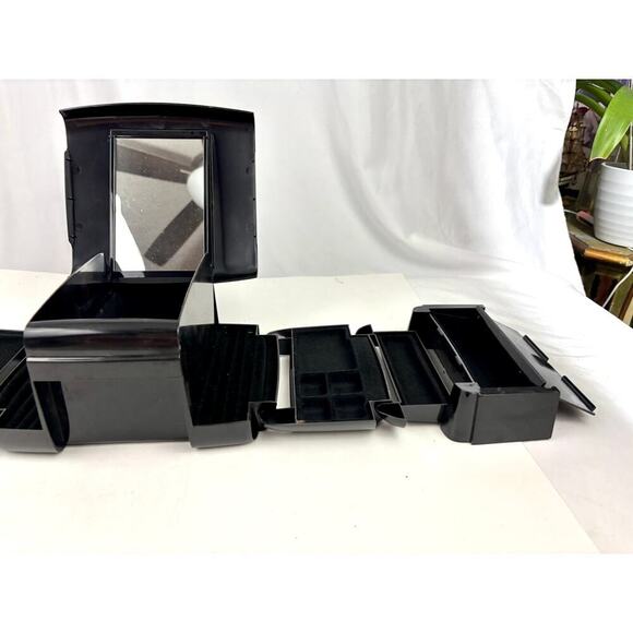 Vintage 1980s The Jewel Kit Expandable Fold-Out Jewelry Box Black USA Made - Picture 3 of 16